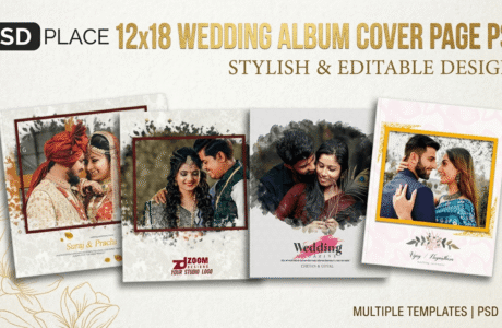 12x18 Wedding Album Cover Page PSD – Stylish & Editable Designs (2)