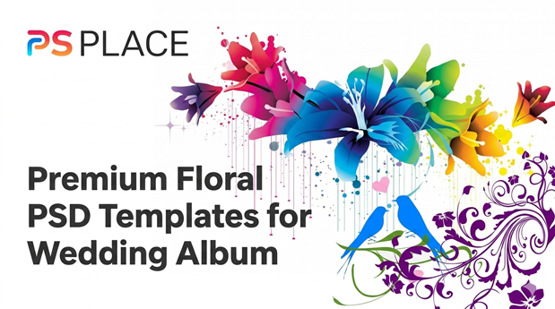 Premium Floral PSD Templates for Wedding Album Design
