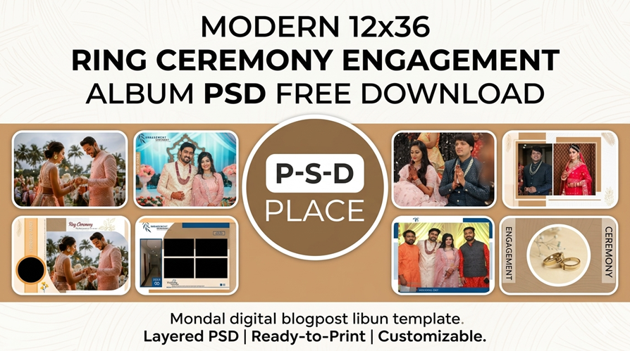 Modern 12x36 Ring Ceremony Engagement Album PSD Free Download