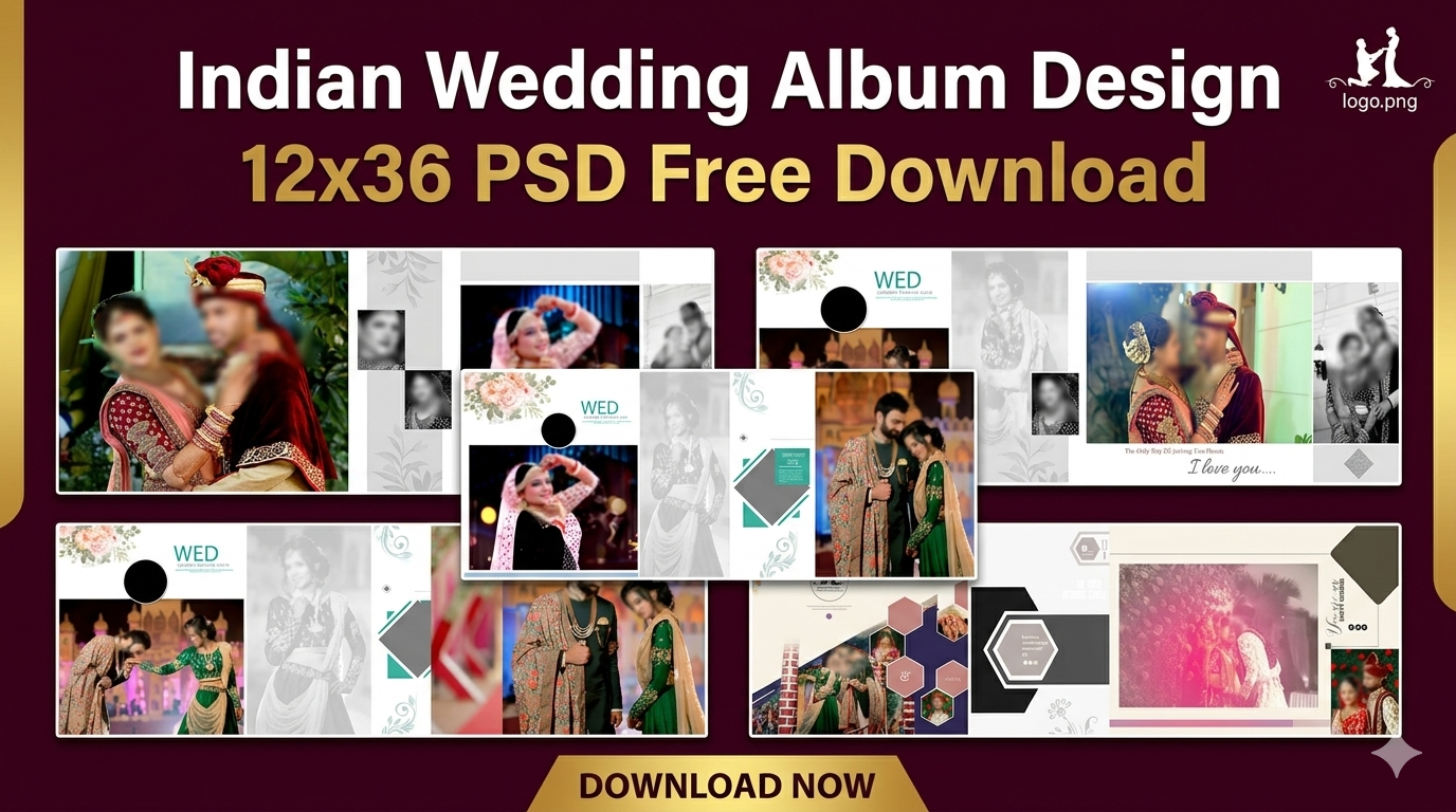 Indian Wedding Album Design 12x36 PSD Free Download