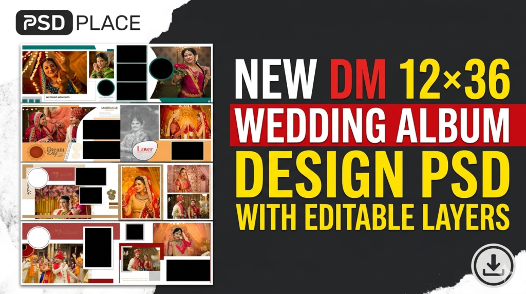 New Psd New DM 12×36 Wedding Album Design PSD with Editable Layers