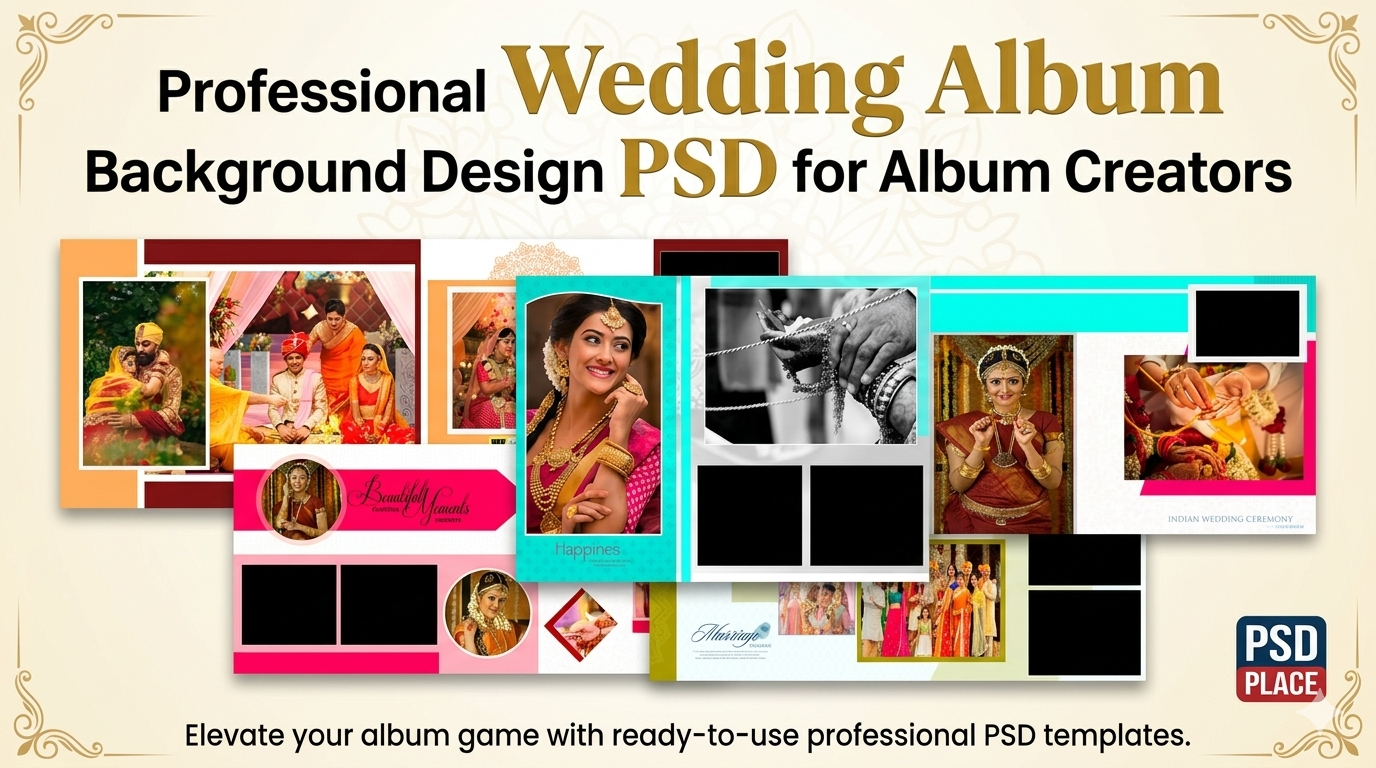 Professional Wedding Album Background Design PSD for Album Creators
